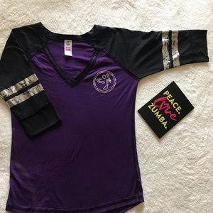 ZUMBA Laces Out Football Tee Shirt Top
